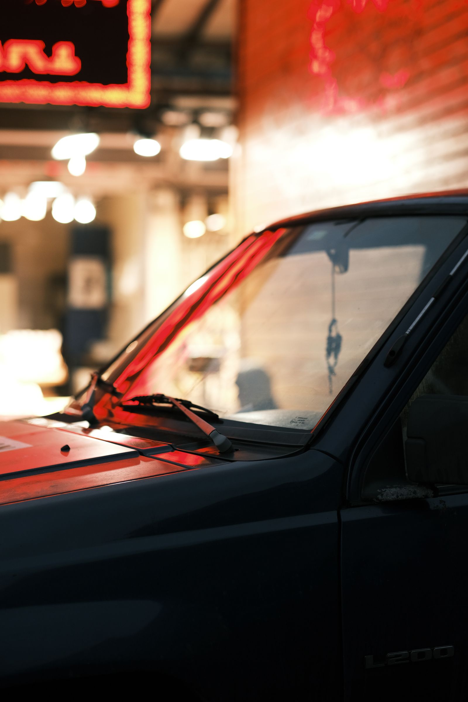 Close view of a clean automobile windshield